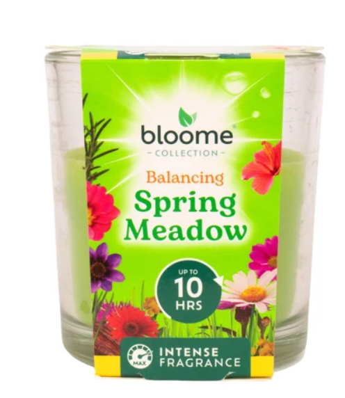 Bloome Glass Jar Candle for Creating a Calming Atmosphere Balancing Spring Meadow Scent 95g Up to 10 Hours Burn Time Green SKU MW-5056683934892-PP