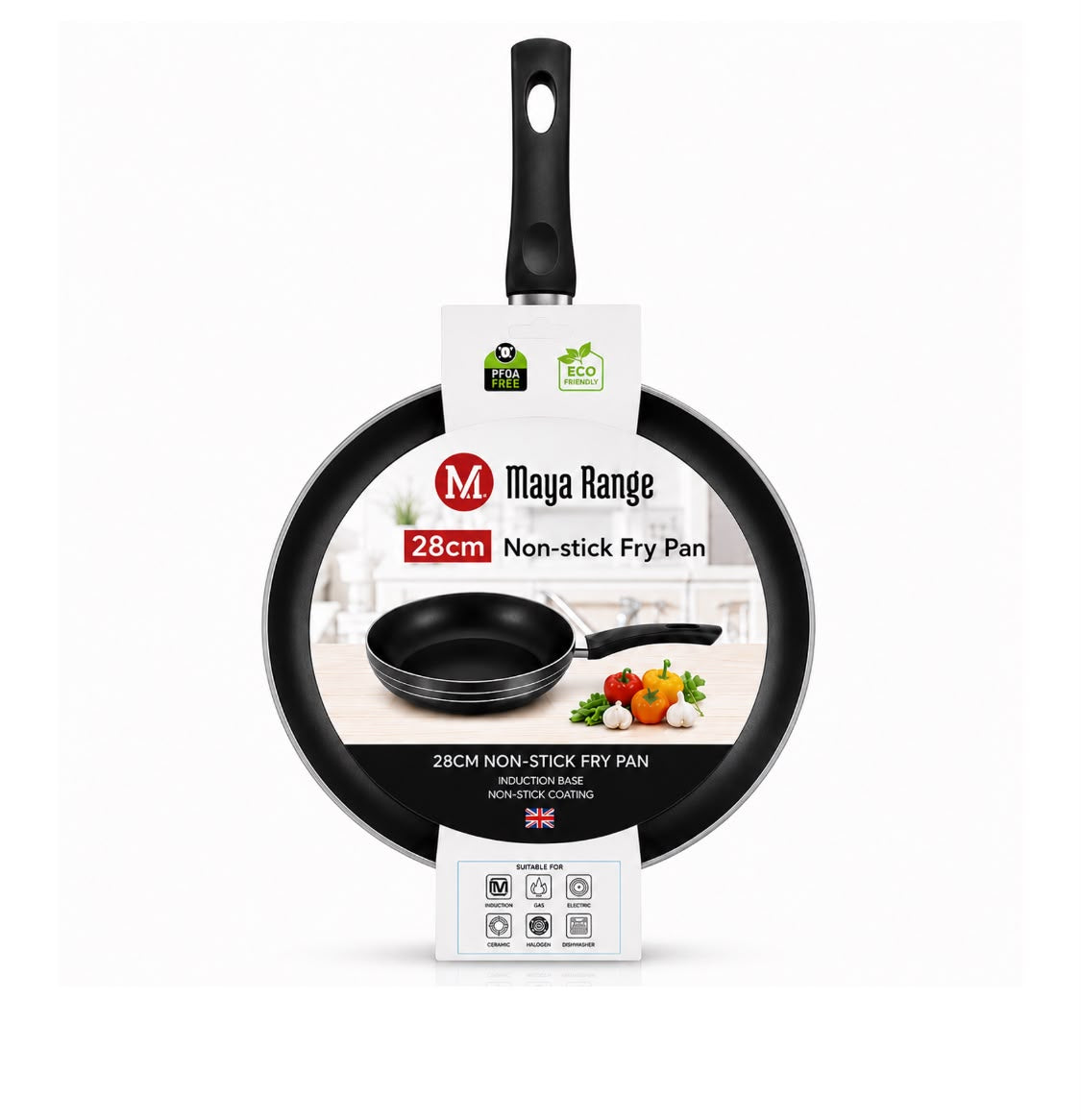 28cm Black Non-Stick Induction Pressed Frypan 2.0mm SKU MR1261