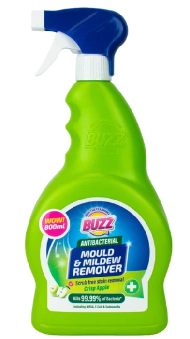 Buzz Anti Bacterial Mould Remover Cleaning Spray 800ml Crisp Apple SKU 324942