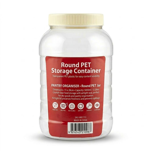 Round PET Jar 15 x 28cm 5000ml Storage Container SKU MX1733