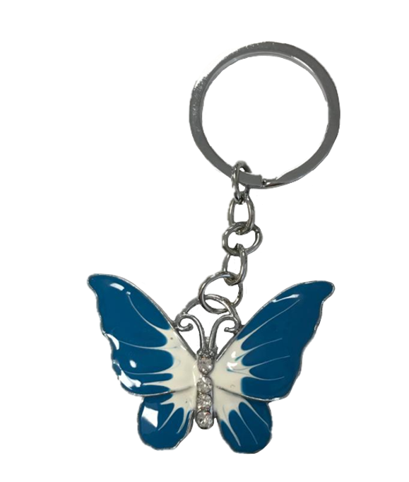 Metal Butterfly / Sports Ball Keychain Keyring 4 cm Assorted Colours 2519