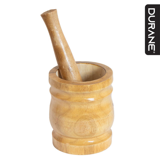 Durane Wooden Mortar & Pestle Large 15 x 18cm Light Wood 2709 (Parcel Rate)
