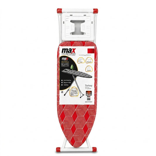 Max Housewares Ironing Board 38 x 110 cm Adjustable Height Mesh Surface White Legs SKU MH-028