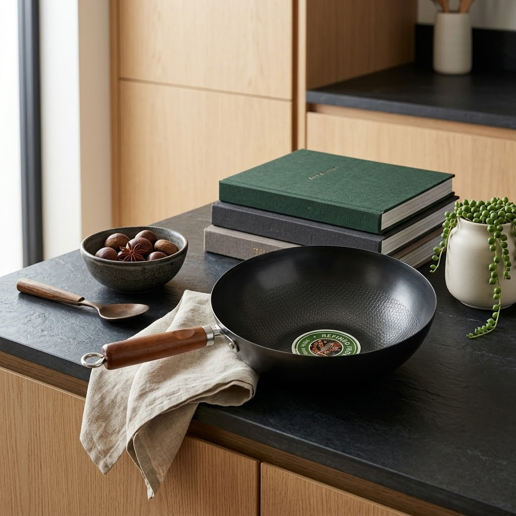 Refined Iron Mini Wok 32cm – 52x32x10cm, 1233g – SKU 8198