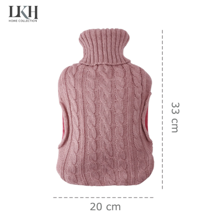 2L Hot Water Bottle with Knitted Cover & Front Pocket SKU 9236