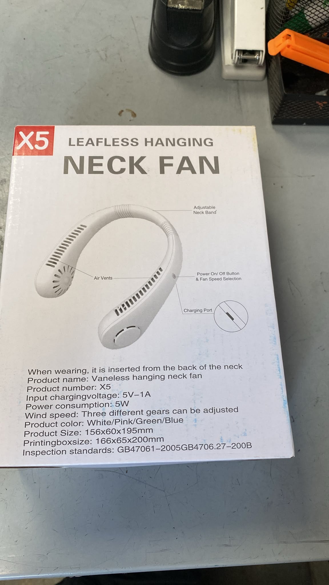 G5 Leafless Hanging Neck Fan, Hands-Free Wearable USB Rechargeable – 16 × 20 × 7 cm, 220g, SKU SG-9060