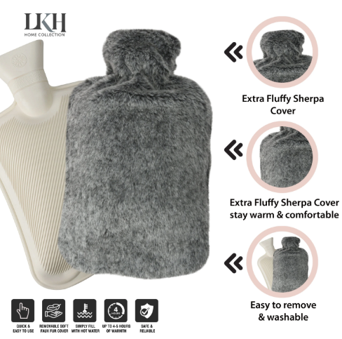 2 Litre Hot Water Bottle with Sharpa Cover SKU 9272