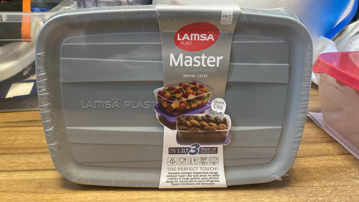 Plastic Food Container 99%Airtight 1.2L 3Pack 14x20x6.5cm(approx.) 275g(NW) SKU 14154