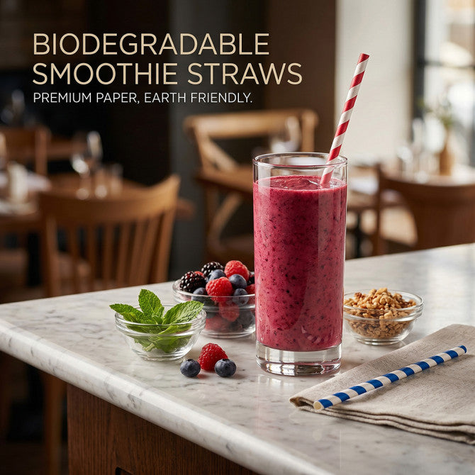 Biodegradable Smoothie Paper Straws 10MM x 190MM 40pack ST80142