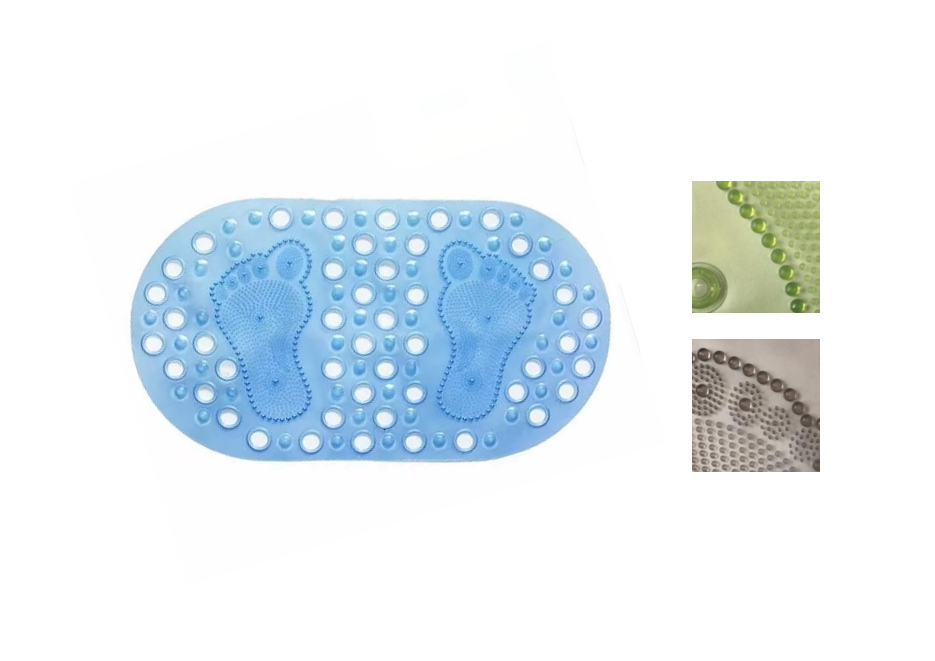 Oval Anti-Slip Bathroom Shower Bath Mat with Feet Design 66 x 35 cm Assorted Colours 4152