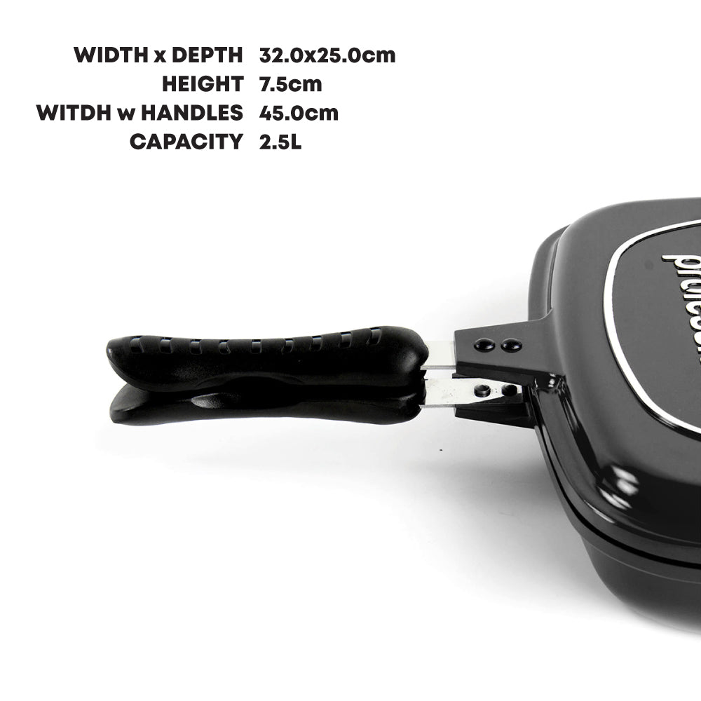 SQ Professional Nea Diecast Double Sided Magic Pan 32cm Nera Black 4482 (Parcel Rate)