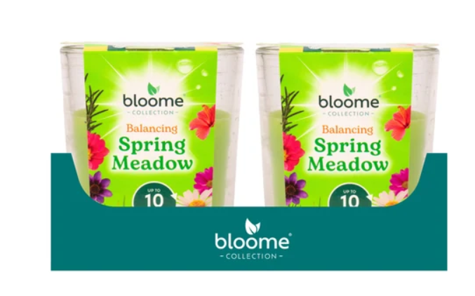 Bloome Glass Jar Candle for Creating a Calming Atmosphere Balancing Spring Meadow Scent 95g Up to 10 Hours Burn Time Green SKU MW-5056683934892-PP