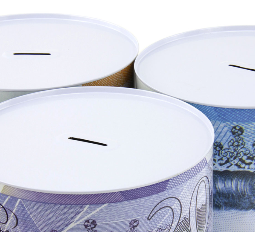 MTL175 Large Coin Money Tin Piggy Bank Savings Box 15 x 22cm Assorted Designs 5266 (Parcel Rate)