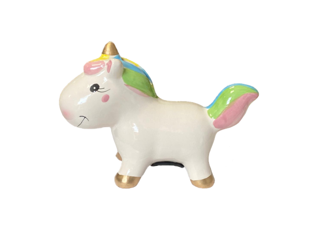 Ceramic Unicorn Money Piggy Bank 13 x 10cm Assorted Colours 5594 (Parcel Rate)