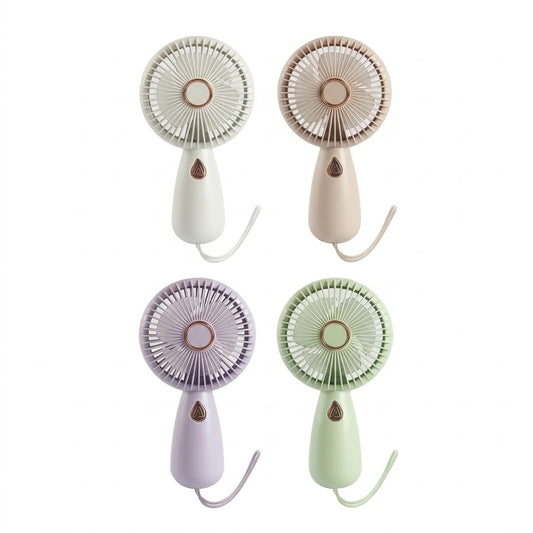 Mini Hand Fan with Strap 16cm USB Rechargeable Assorted Colours SKU 7411