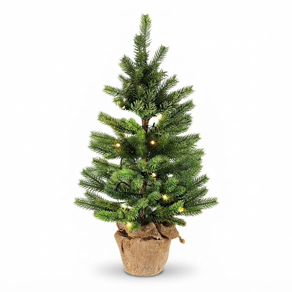 Battery-Operated Tree with 28 LEDs in Hessian Pot – 60 cm SKU 324397
