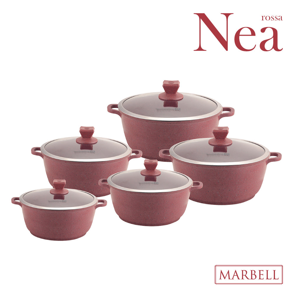 SQ Professional Nea Marbell Effect Diecast Stockpot Set of 5 Rossa 6759 (Big Parcel Rate)