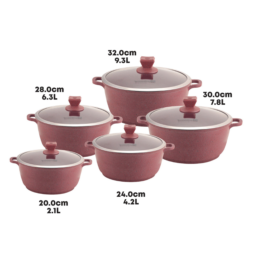 SQ Professional Nea Marbell Effect Diecast Stockpot Set of 5 Rossa 6759 (Big Parcel Rate)