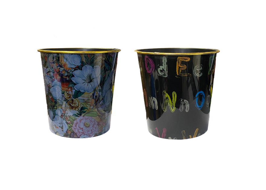 Plastic Printed Floral Design Paper Office Bin 22 x 21 cm Assorted Designs 6839