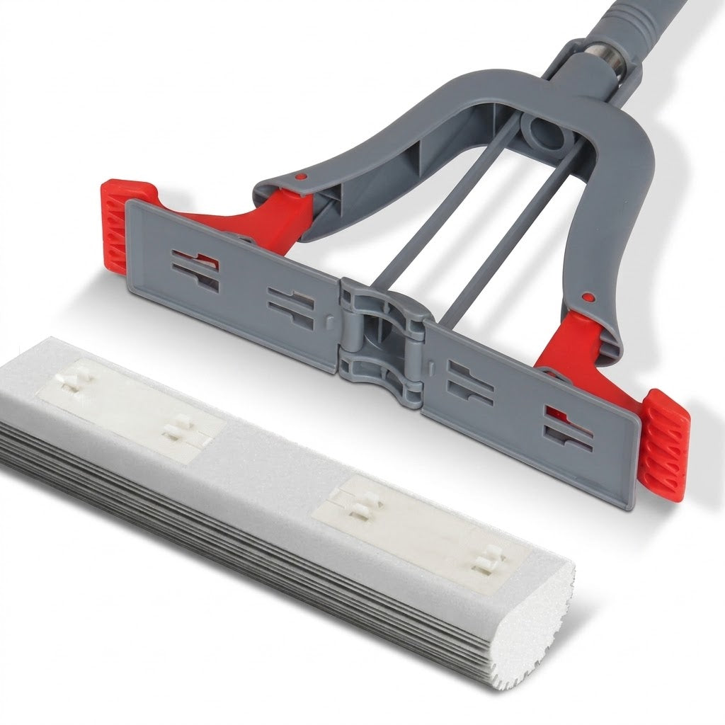PVA Sponge Mop with Butterfly Squeeze Mechanism, Extendable Stainless Steel Pole – Mop 8142
