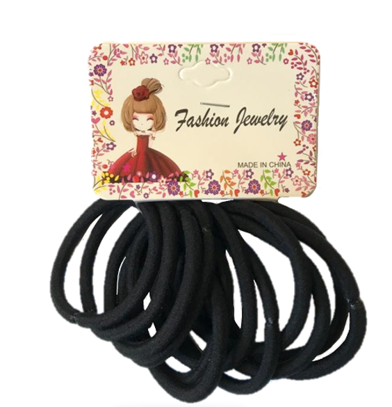 Black Hair Bobble Elastic Tie Pack of 12 7332 (Large Letter Rate)