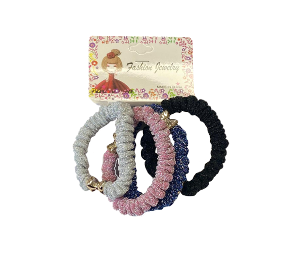Hair Bobble Elastic Tie Bow Detail Pack of 4 Assorted Colours 7334