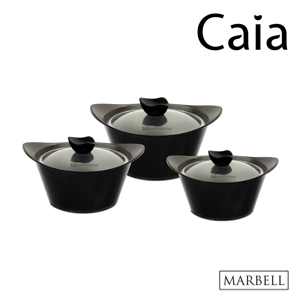 SQ Professional Caia Die Cast Stock Pot Set of 3 Black P97104 / 7420 (Big Parcel Rate)
