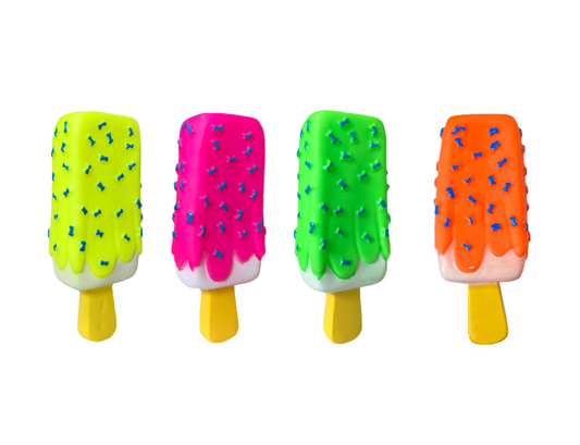 Pet Dog Toy Squeaky Ice Cream Popsicle with Dog Bone Print 15 cm Assorted Colours 7757 (Parcel Rate)