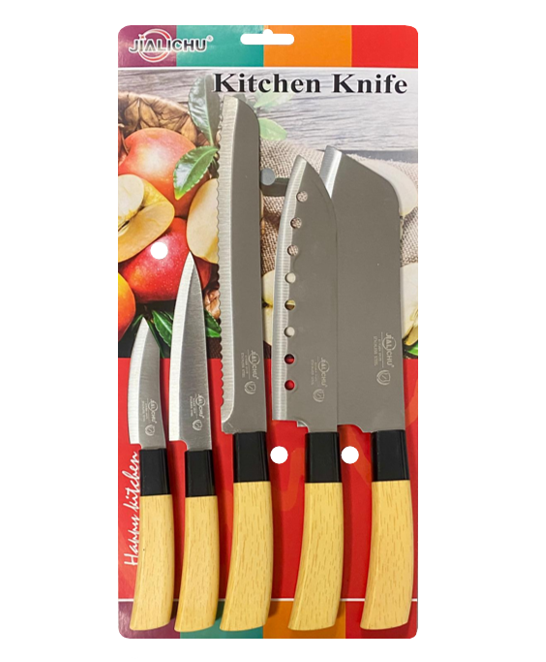 Steel Kitchen Knife with Plastic Handle Set of 5 8005 (Parcel Rate)
