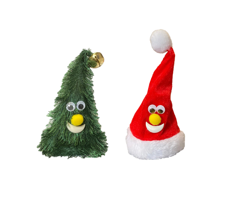 Singing and Swinging Christmas Tree / Hat Ornament 15cm Assorted Designs 8009 (Parcel Rate)
