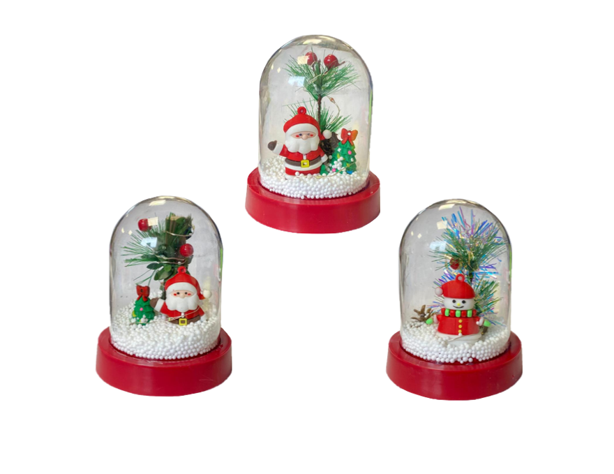 Christmas Tree and Santa Snow Globe with Foam Balls and Lights 12 x 9.8cm Assorted Designs 8012 (Parcel Rate)