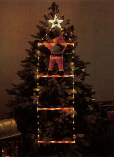 Santa Claus Climbing Candy Cane Ladder with Lights 97cm 8087 (Parcel Rate)