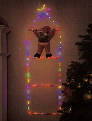 Santa Claus Climbing Candy Cane Ladder with Multicolour Lights 97cm 8088 (Parcel Rate)