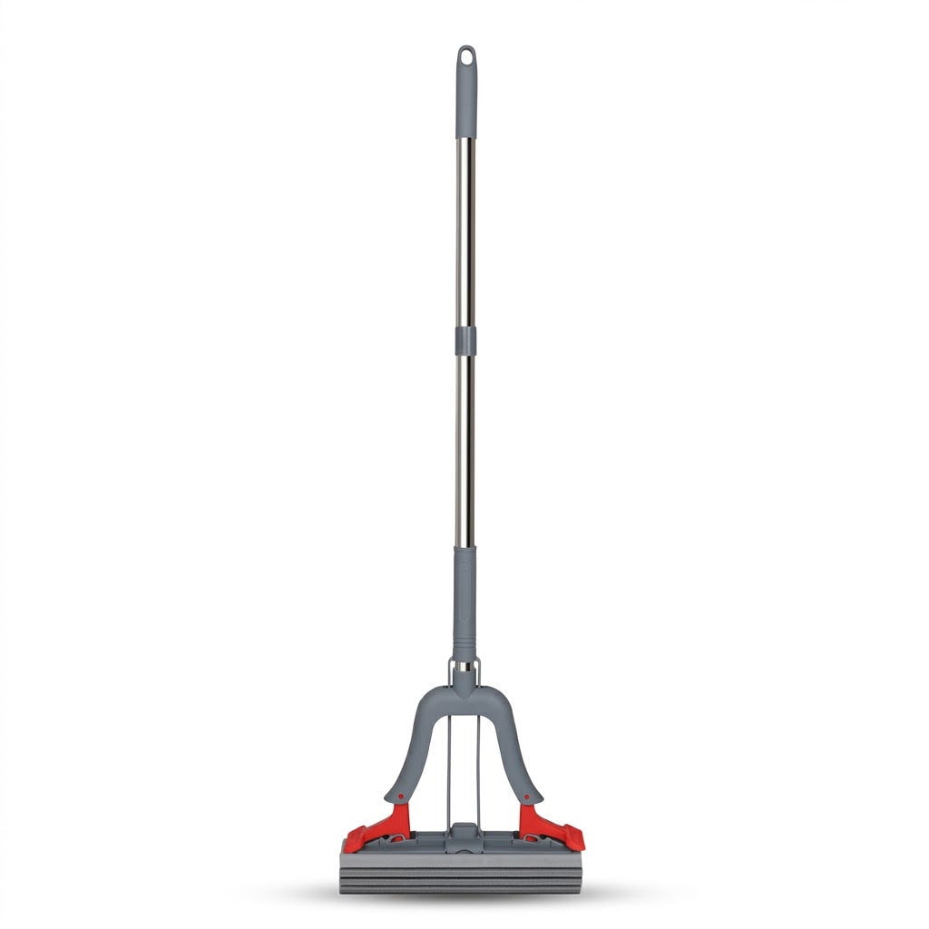 PVA Sponge Mop with Butterfly Squeeze Mechanism, Extendable Stainless Steel Pole – Mop 8142
