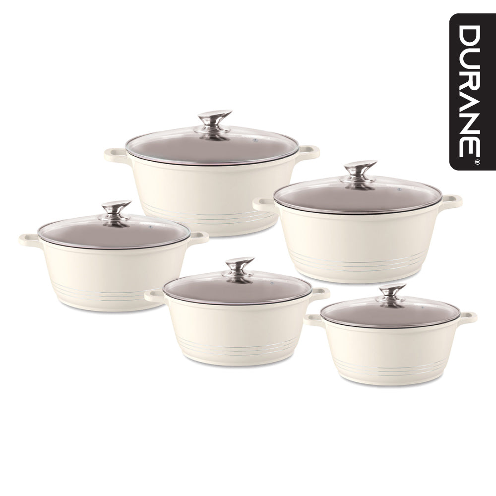 Durane Die Cast Stock Pot Set of 5 Cream 9318 (Big Parcel Rate)