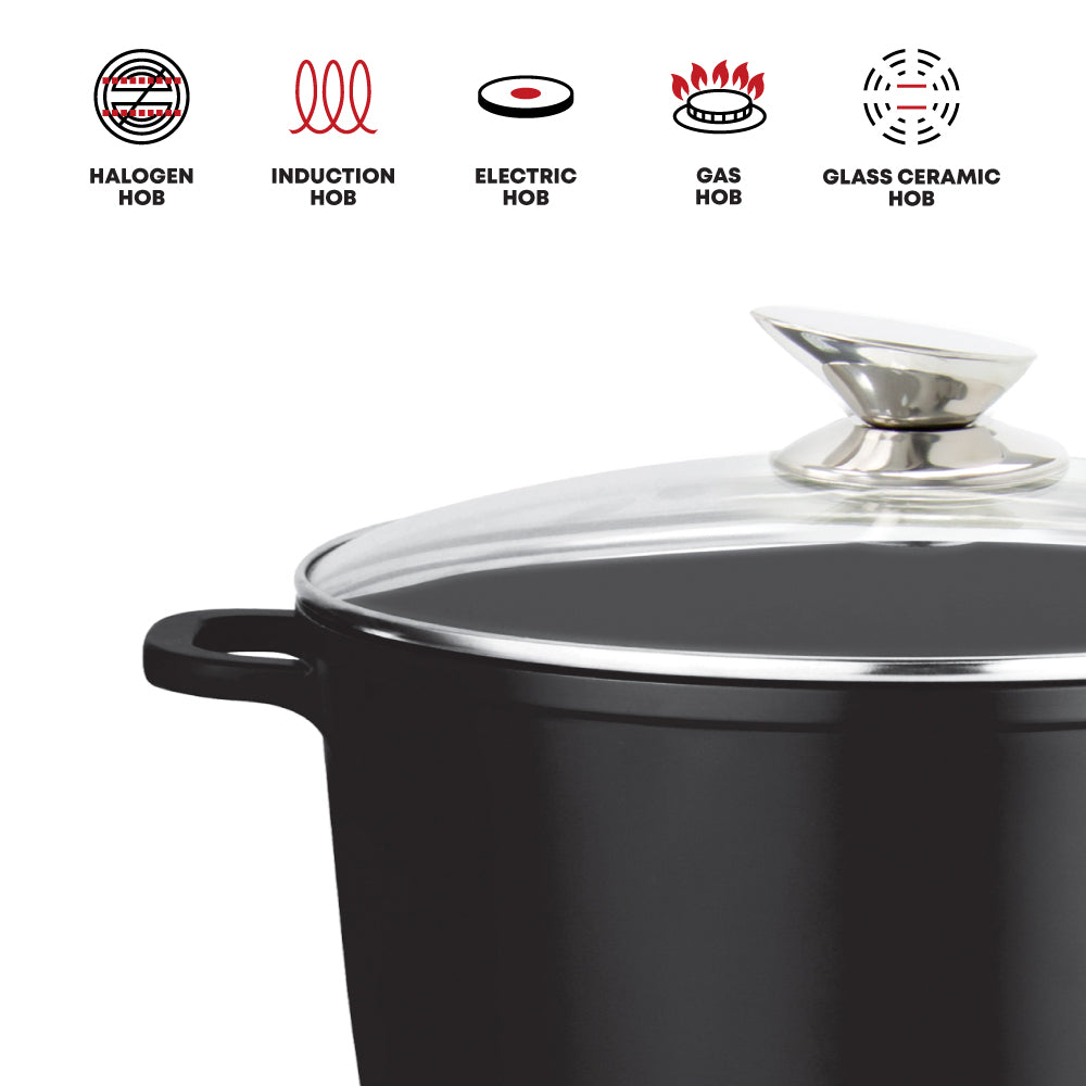 Nea Diecast Stockpot with Lid and Silicone Grips 20cm Nera 4219 / 9375 (Big Parcel Rate)