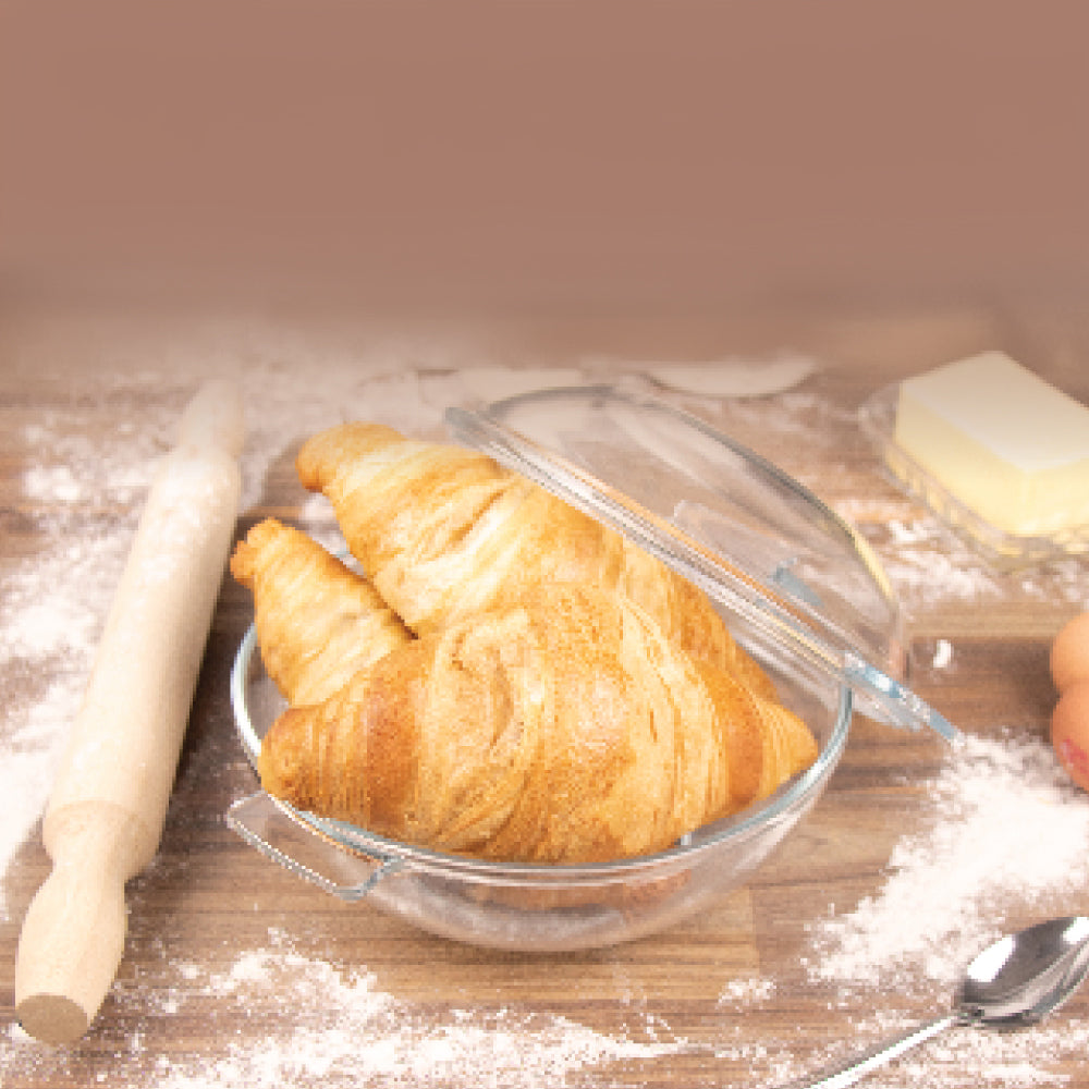 Durane Tempered Glass Dough Bowl with Lid and Handles 1.3L 8965 (Parcel Plus Rate)