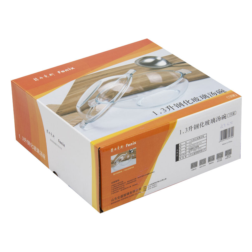 Durane Tempered Glass Dough Bowl with Lid and Handles 1.3L 8965 (Parcel Plus Rate)