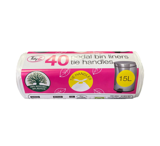 Pedal Bin Bag Liners with Tie Handles 15L 92 x 60 cm Roll of 40 B0065