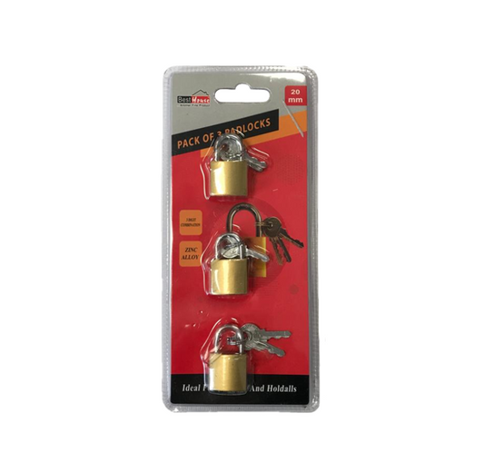 Padlock with Keys 20 mm Pack of 3 BB1201