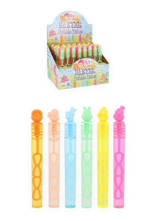 Easter Bubble Tubes Assorted Colours 10.5cm 5ml 48 pcs per box SKU E35533