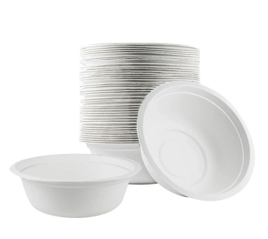 Disposable Compostable Eco-Bio Bagasse Sugarcane Bowls 8oz Pack of 20 EC1994 (Parcel Rate)