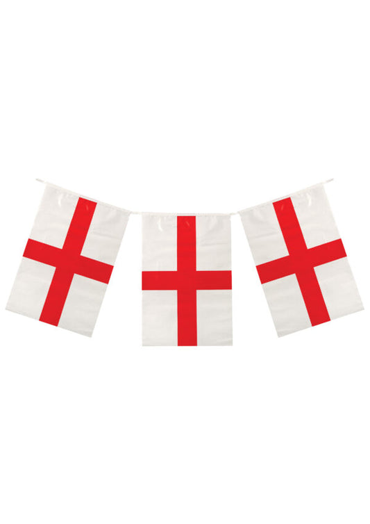 St George Flag Bunting 4m Long with 11 PVC Flags – Patriotic Decoration