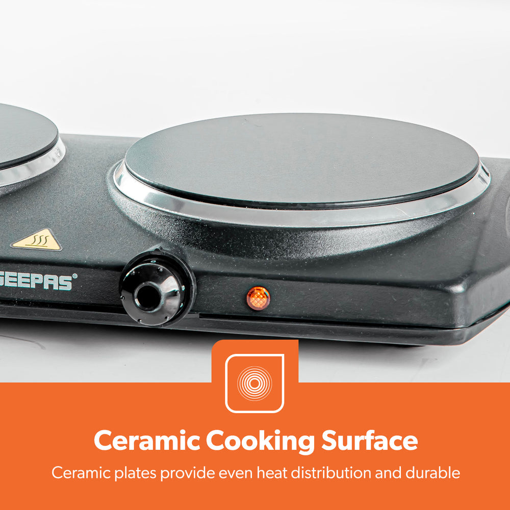 Portable Ceramic Electric Hot Plate Double 2000W GCP32026UK (Big Parcel Rate)