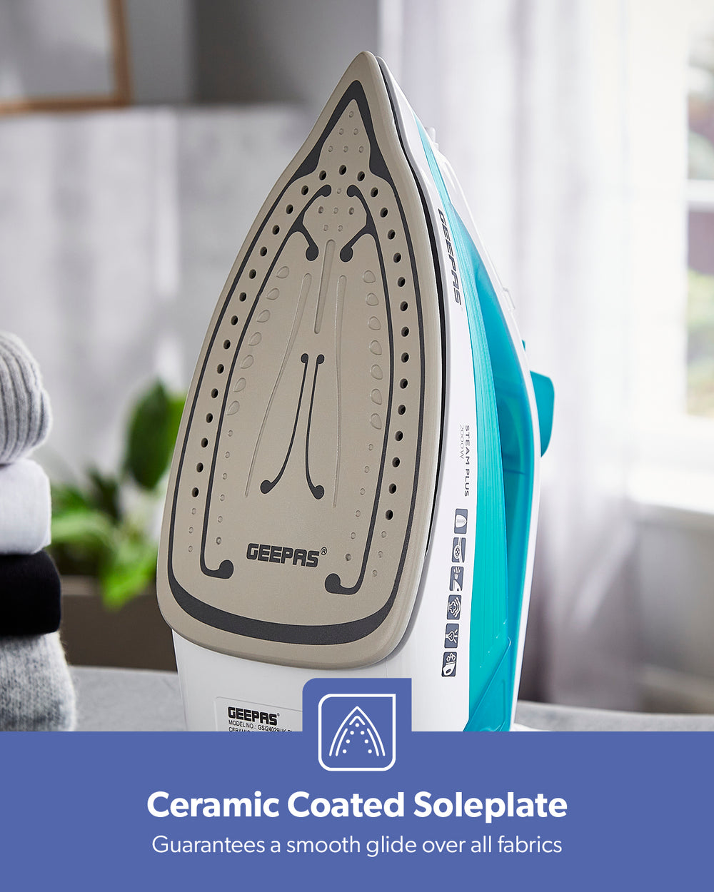 Clothes Steam Iron with Ceramic Soleplate 2000W Blue GSI24029UKBL (Parcel Rate)