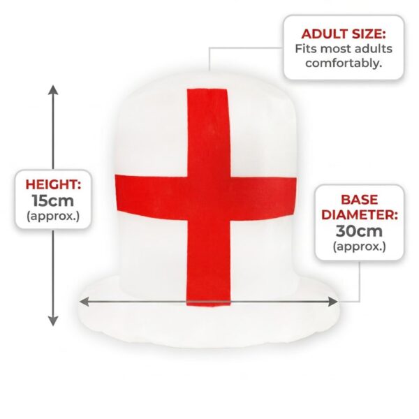 England St. George's Cross Top Hat Adult White Red Cross Fancy Dress Accessory SKU H24440