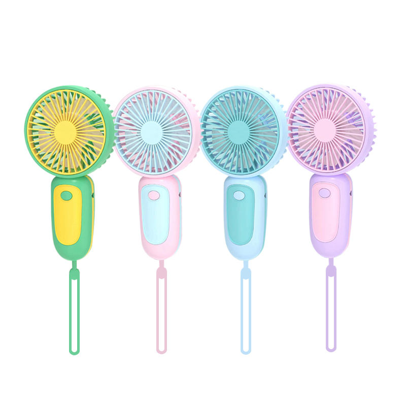 Mini Hand Fan with Strap 15 cm USB Rechargeable Assorted Colours 7150B