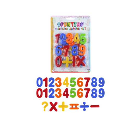 Magnetic Alphabet Numbers 0 - 9 Set 4cm 26 Pieces Assorted Colours L79111