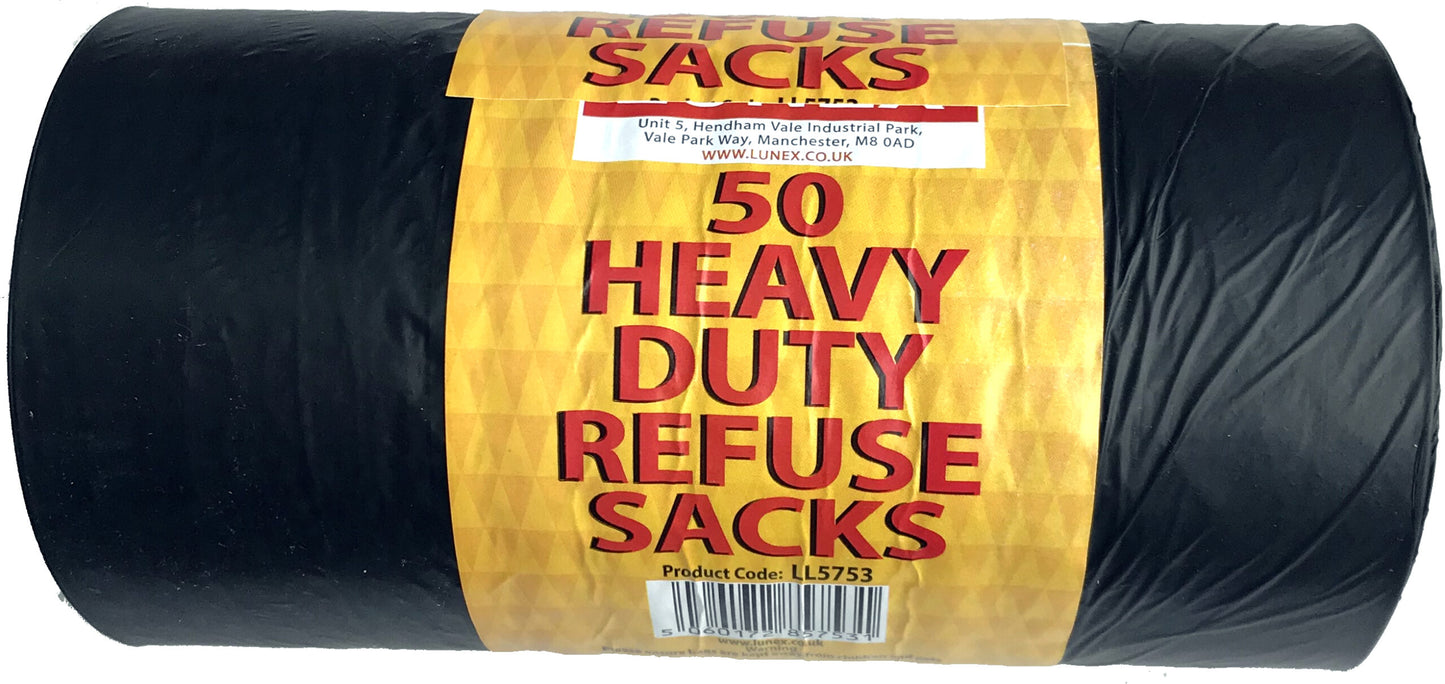 Black Heavy Duty Refuse Sacks Roll of 50 LL5753 A