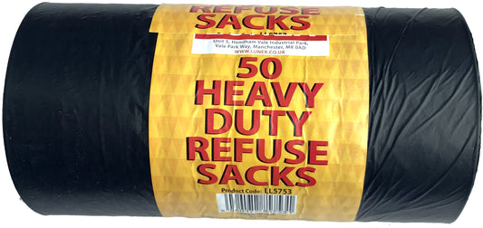 Black Heavy Duty Refuse Sacks Roll of 50 LL5753 A